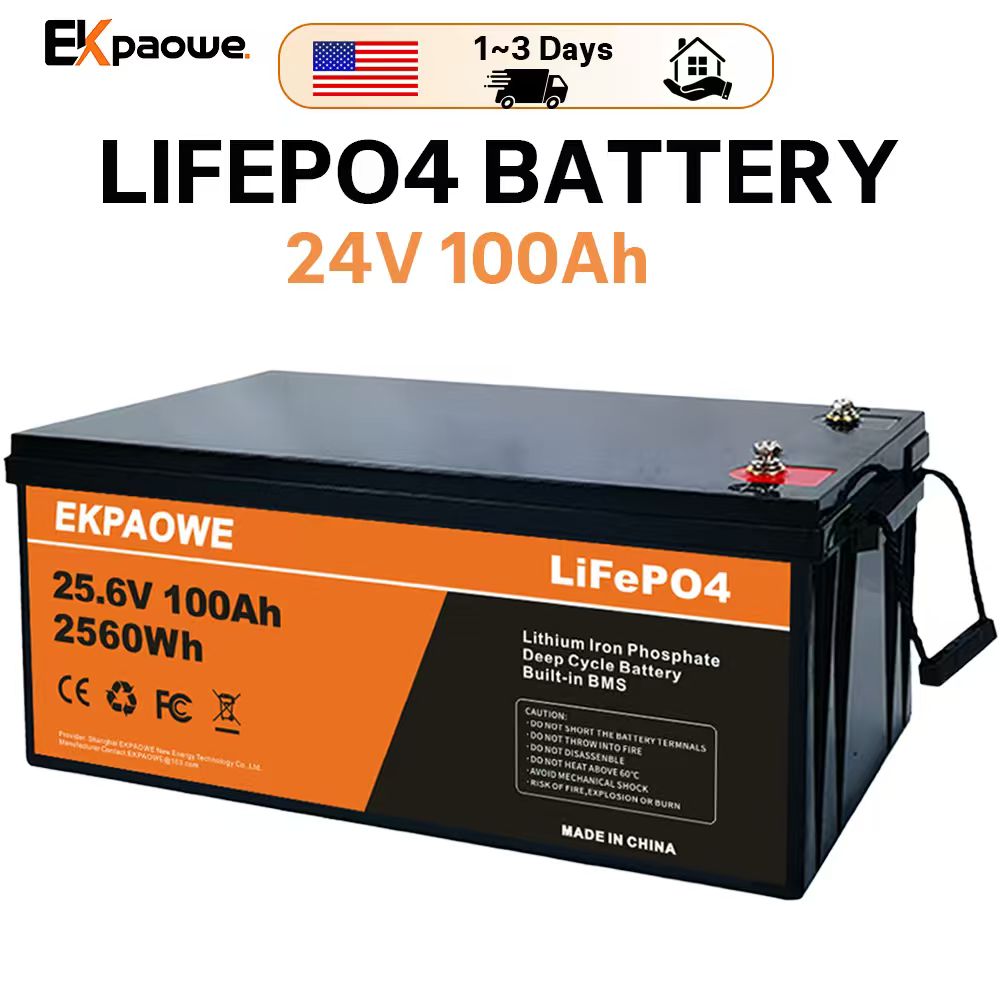 Fishing Boat Trolling Motor - EKPAOWE 24V 25.6V 100AH LiFePO4 배터리