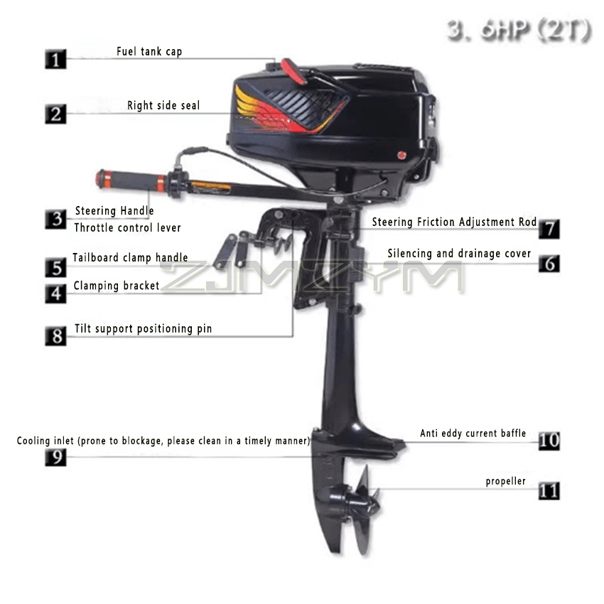 2행정 3.6마력 선외 모터 보트 수냉식 추진기 프로펠 - Fishing Boat Outboard Motor 리뷰 및 가격